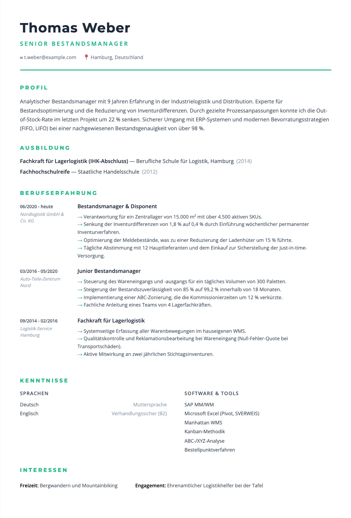 Lebenslauf Bestandsmanager: Muster 2026 und Tipps