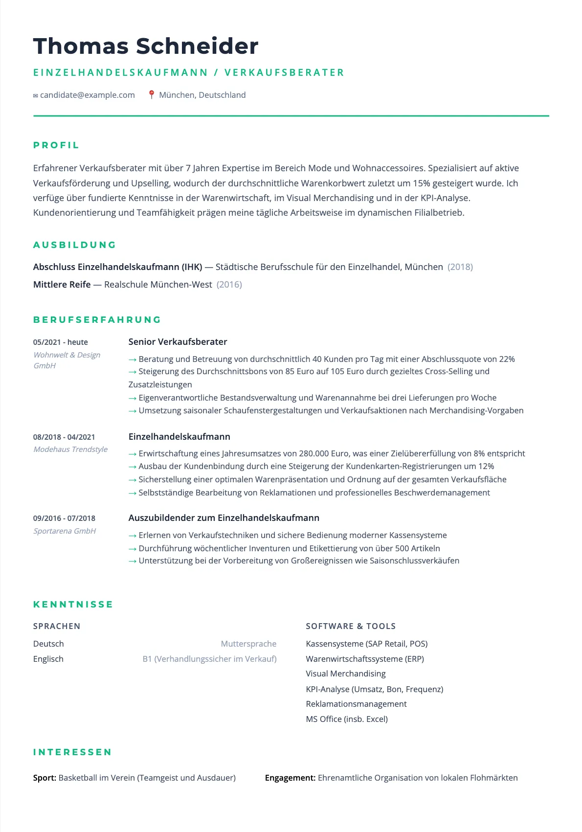 Lebenslauf Einzelhandelskaufmann: Muster & Tipps für 2026