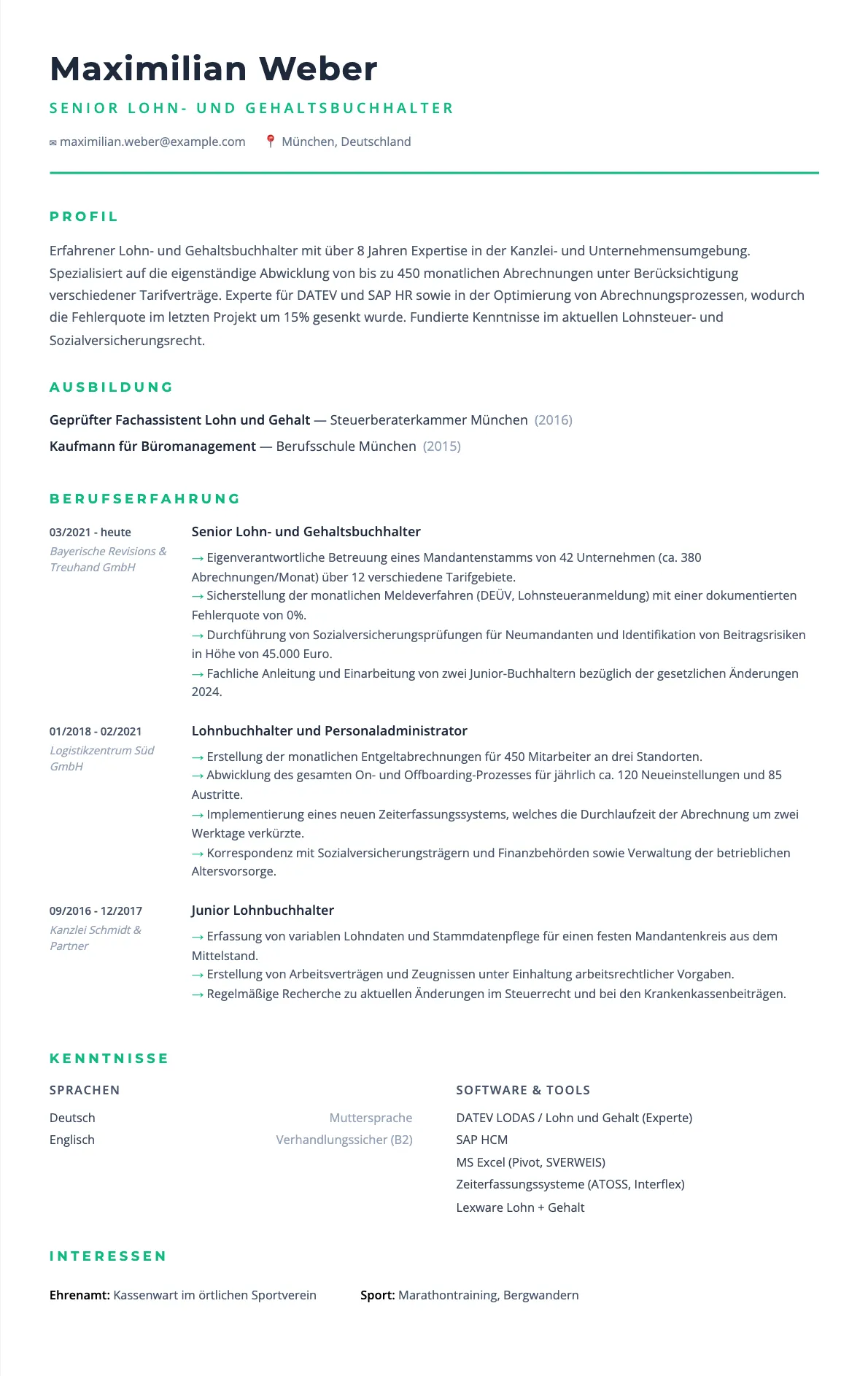 Lebenslauf Lohn- und Gehaltsbuchhalter 2026: Vorlage und Tipps
