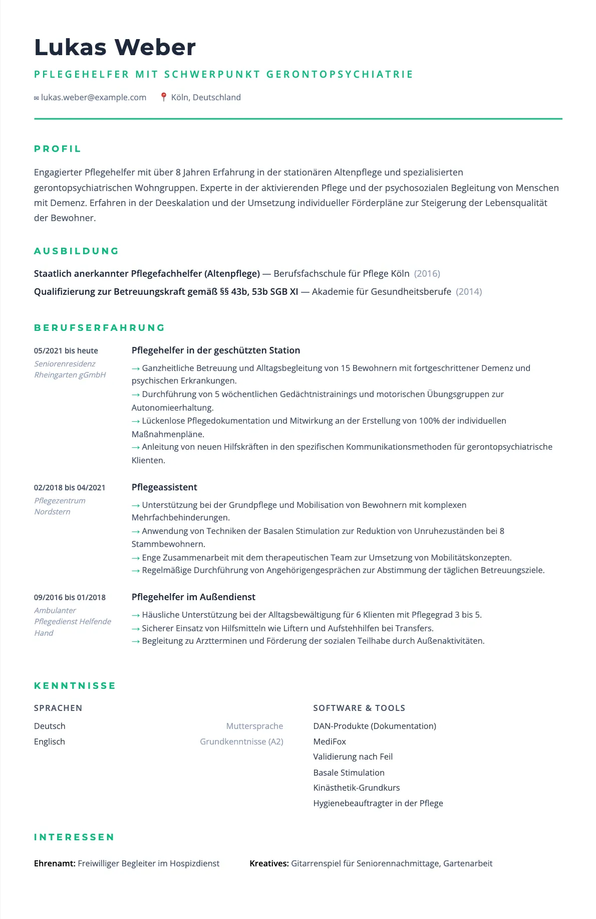 Lebenslauf Pflegehelfer Gerontopsychiatrie: Vorlage & Tipps