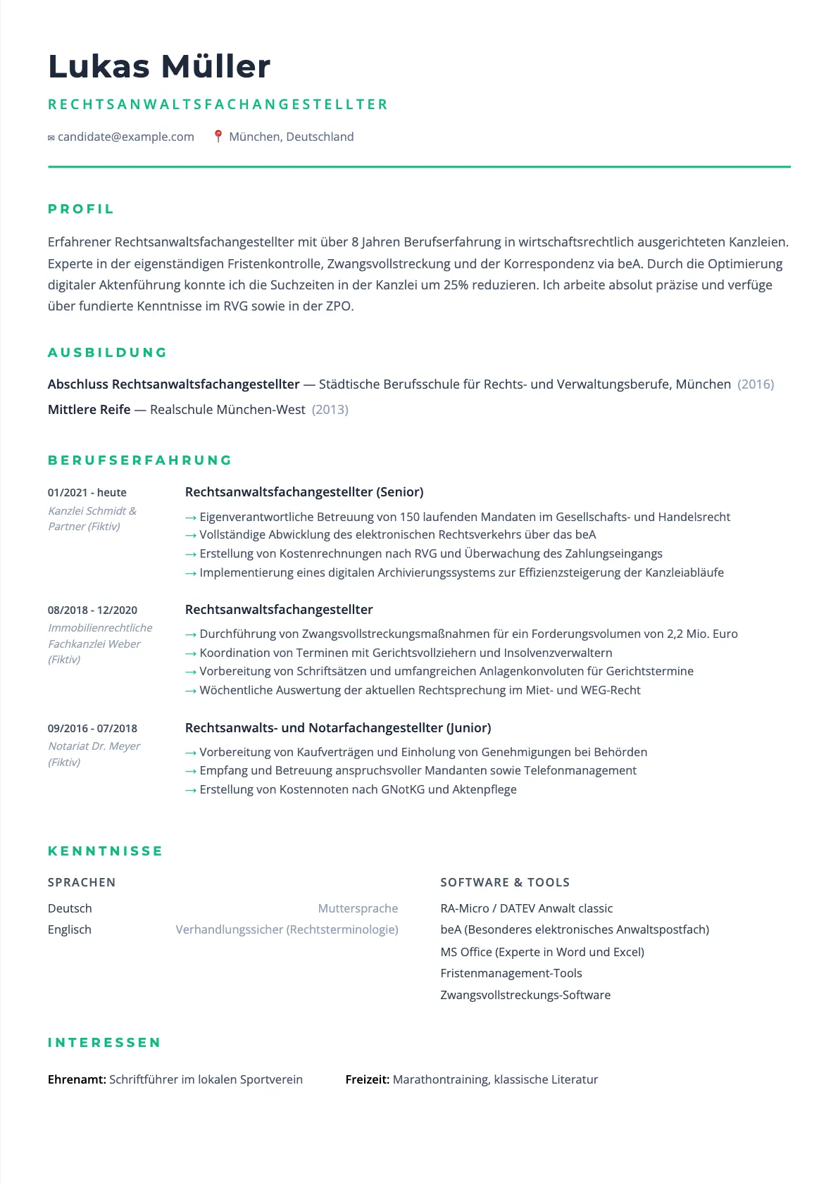 Lebenslauf Rechtsanwaltsfachangestellte: Muster und Tipps 2026