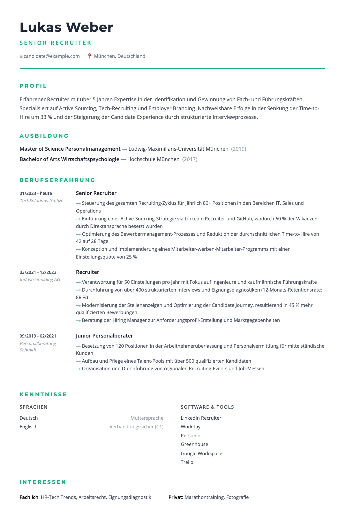 Lebenslauf Recruiter: Muster, Tipps und Vorlagen für 2026