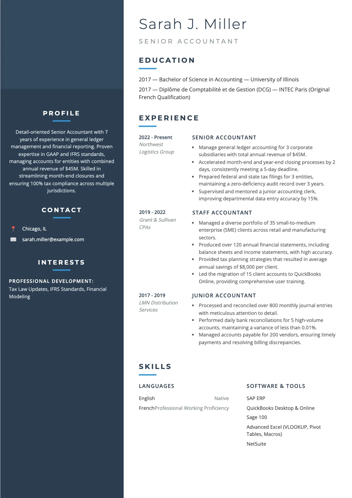 Accountant Resume Example and Writing Guide