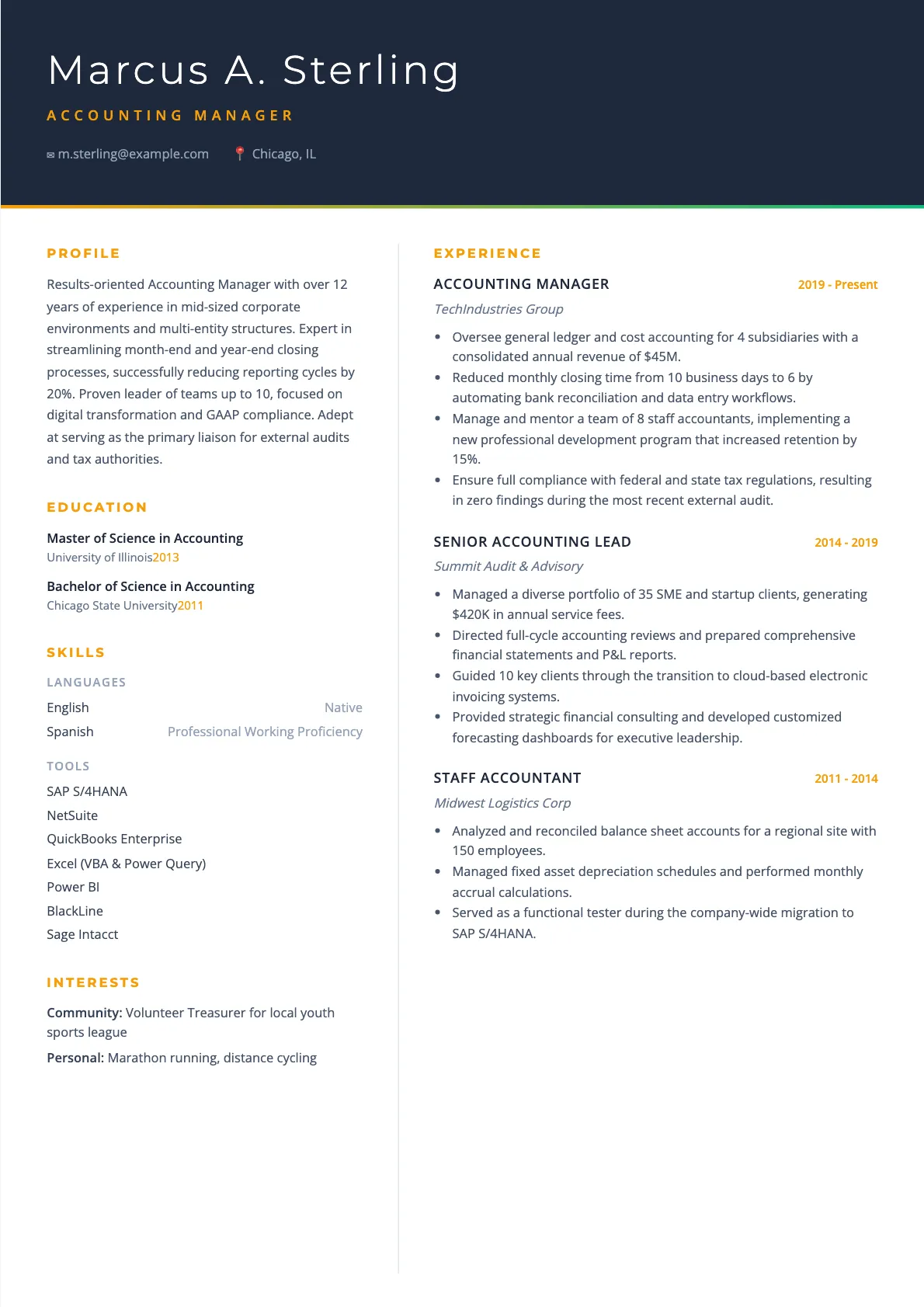 Accounting Manager Resume Example and Guide