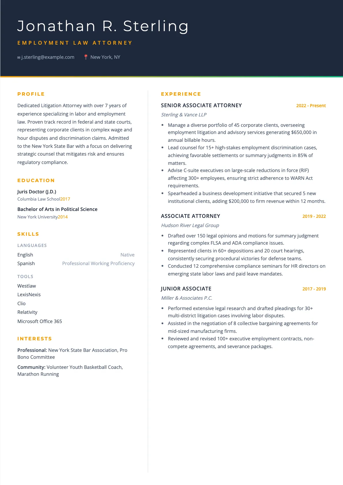 Attorney Resume Example: Professional Guide for 2026
