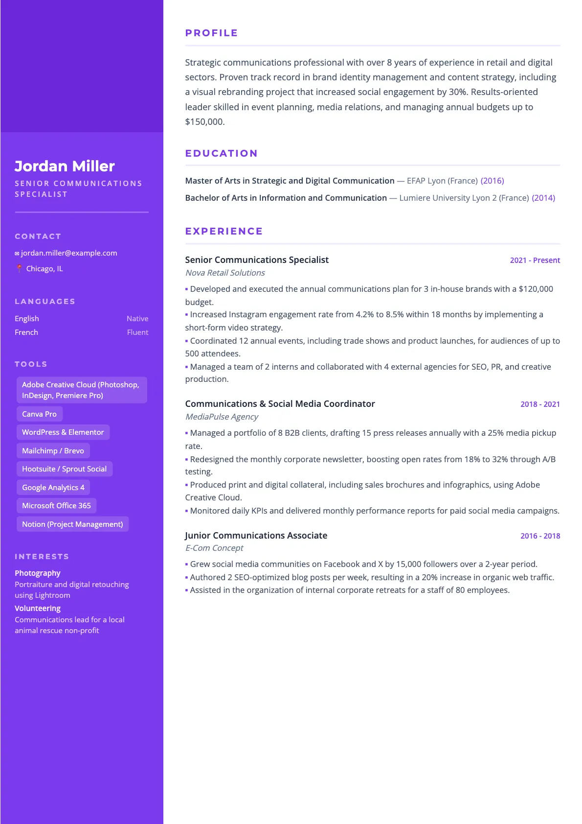 Communications Specialist Resume Example and Guide