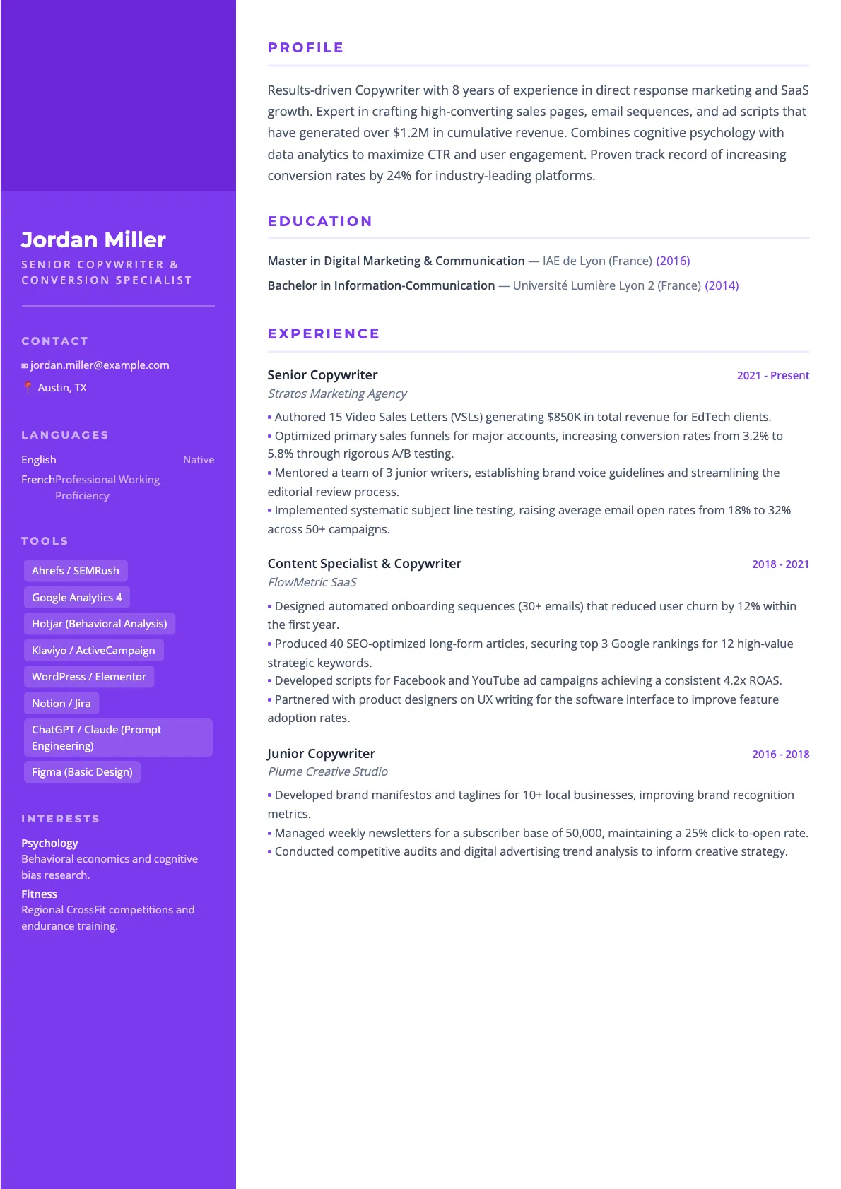 Copywriter Resume Example: 2026 Guide for American Marketing Roles