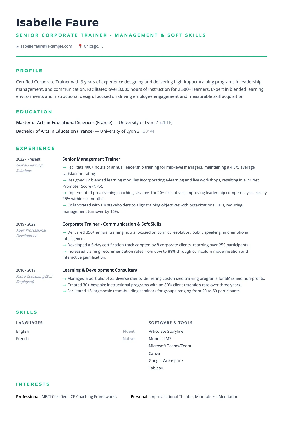 Corporate Trainer Resume Example & Writing Guide for 2026