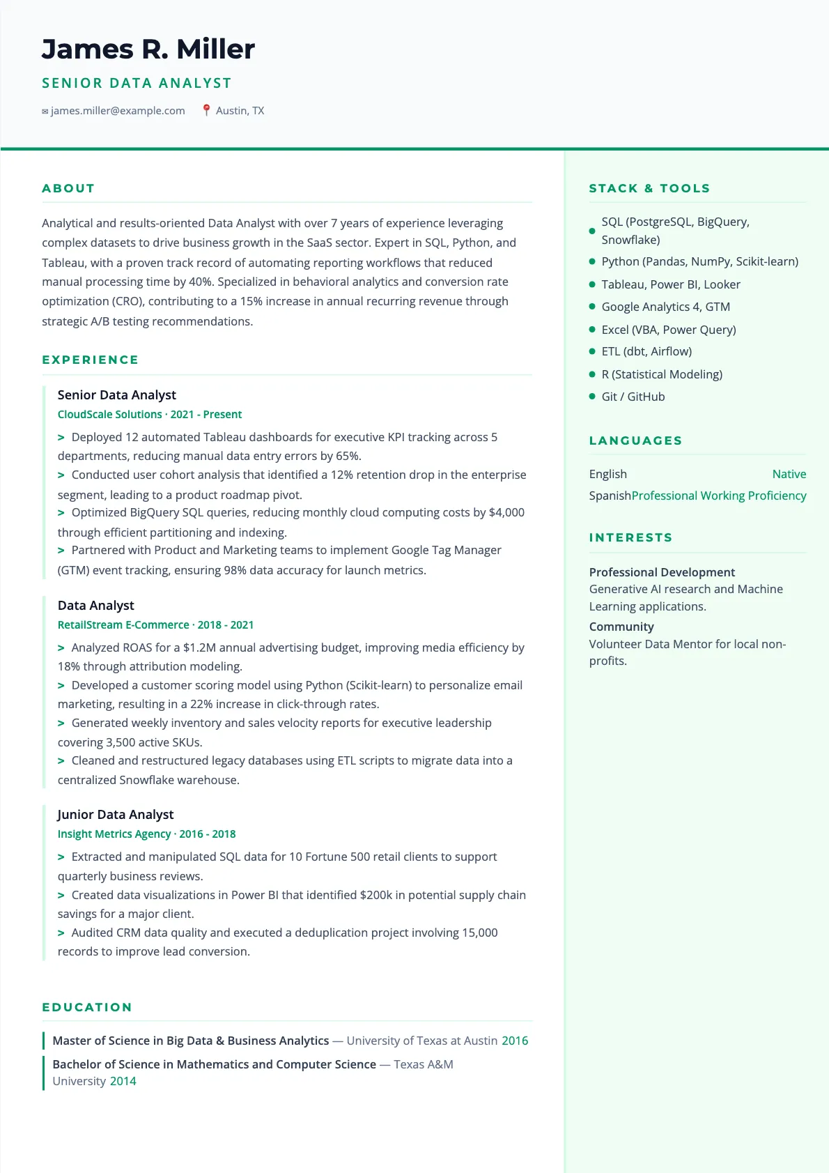Data Analyst Resume Example and Writing Guide 2026