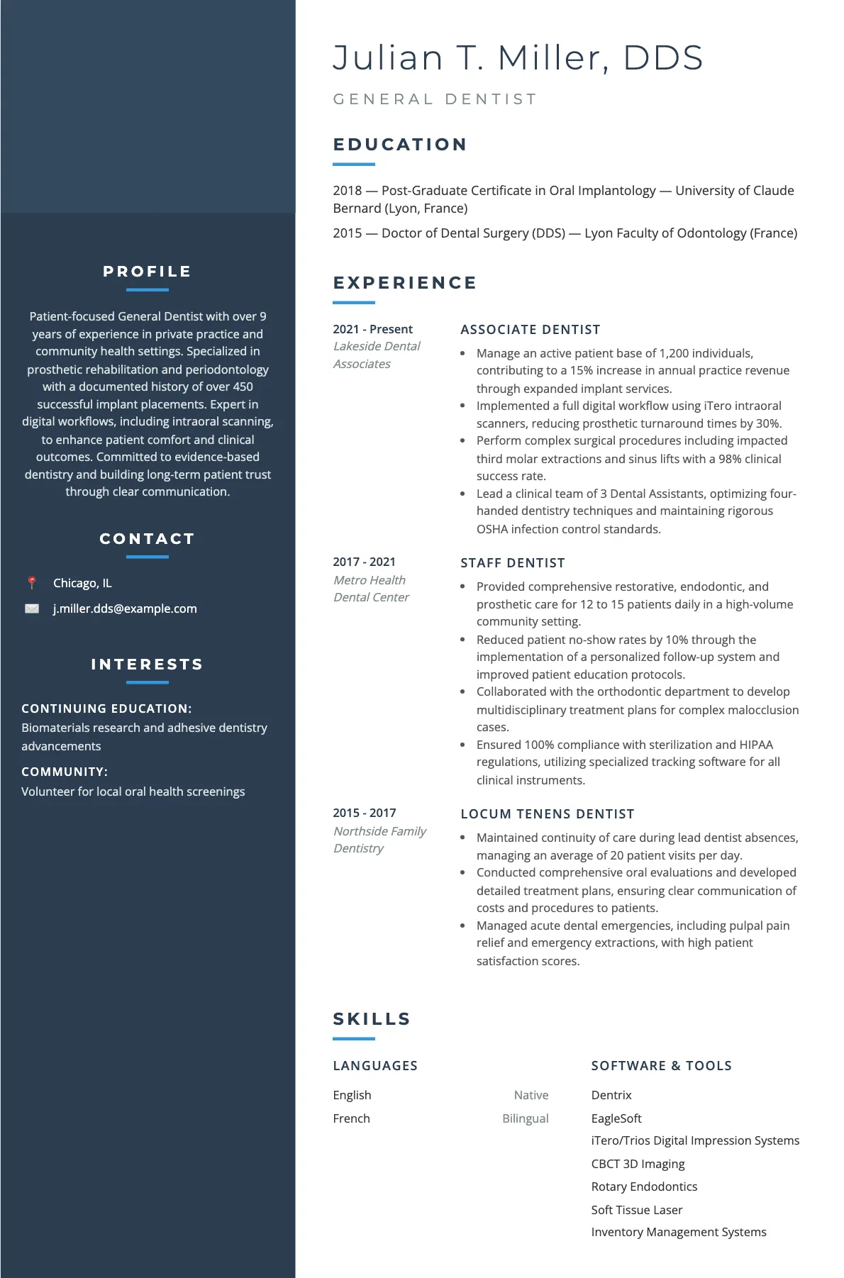 Dentist Resume Example and Writing Guide
