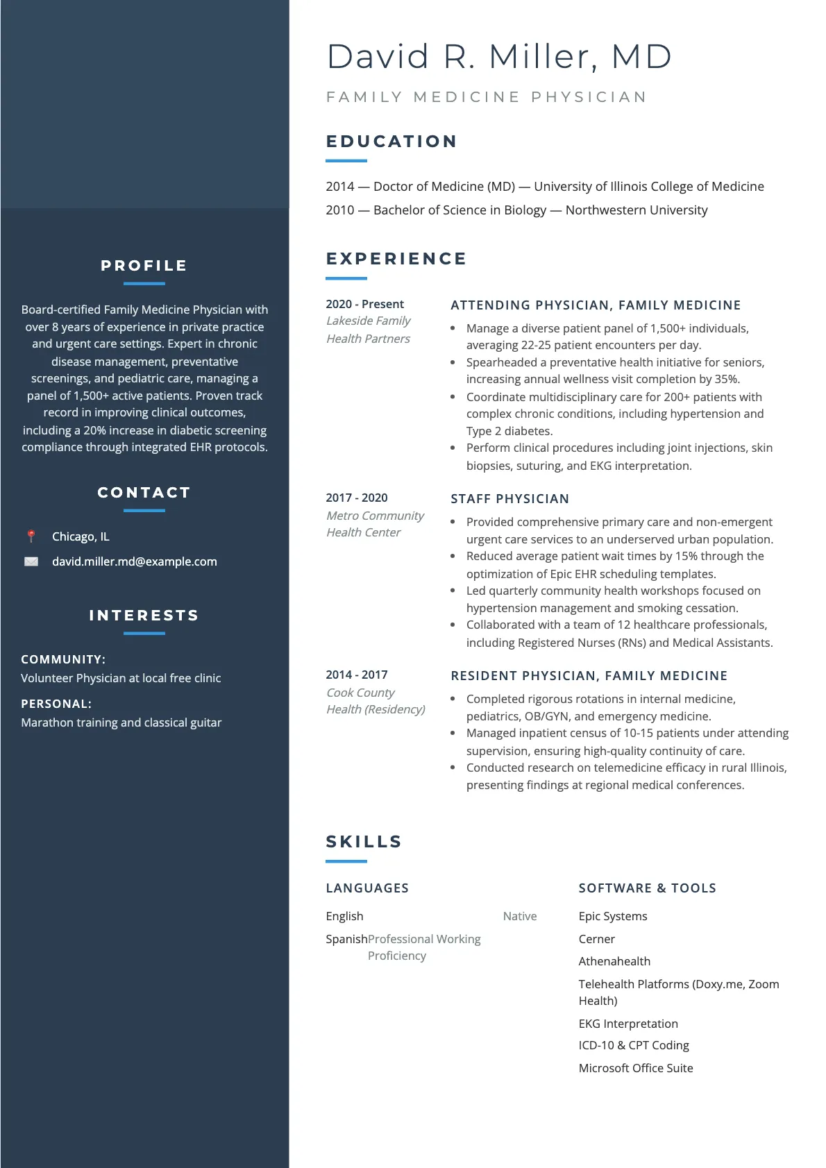 Family Medicine Physician Resume Example & Guide 2026