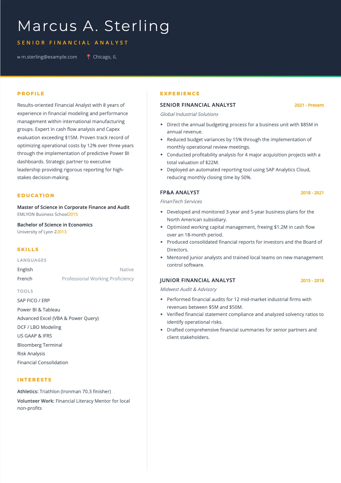 Financial Analyst Resume Example and Guide for 2026