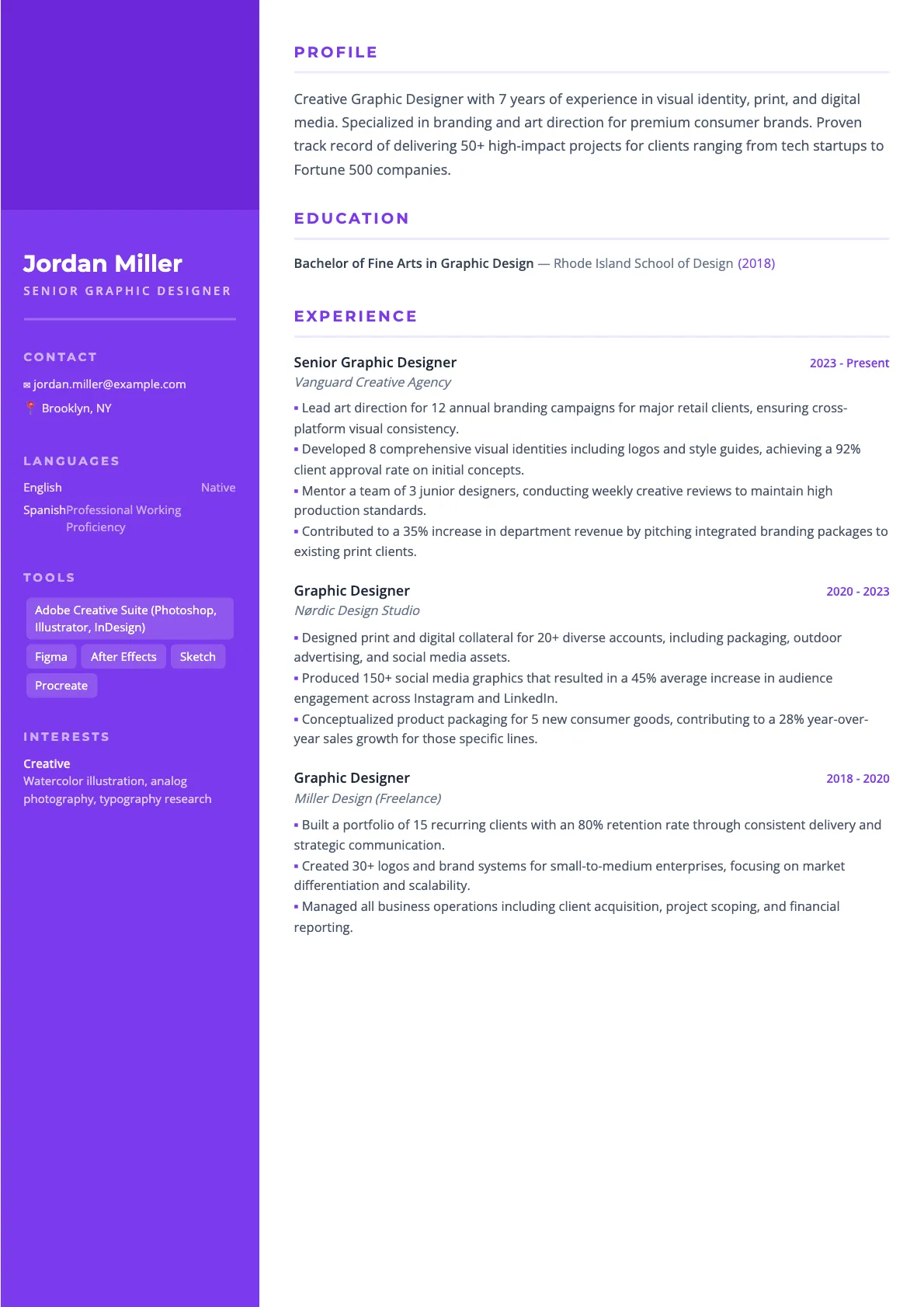 Graphic Designer Resume Example and Writing Guide