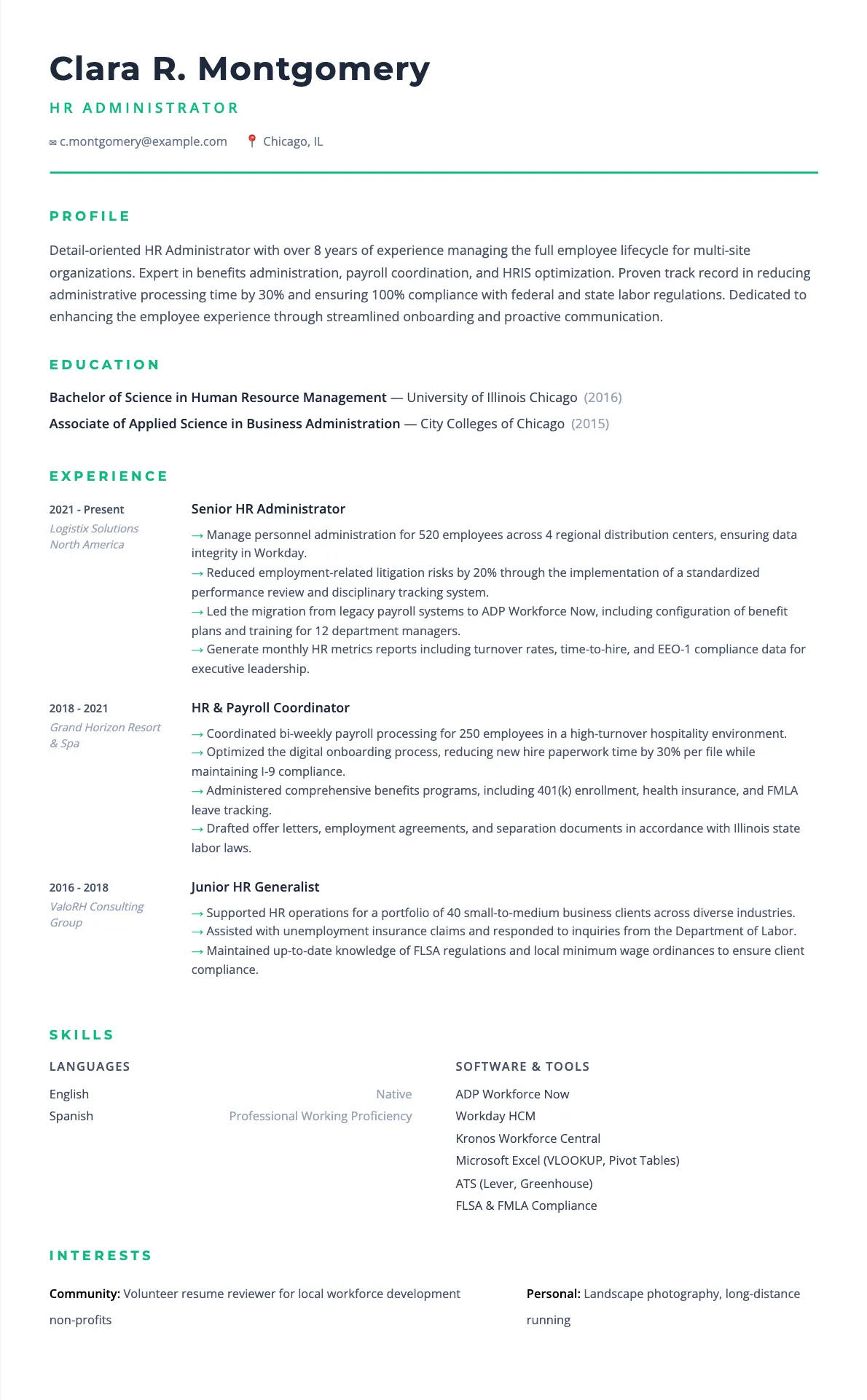 HR Administrator Resume Example and Writing Guide