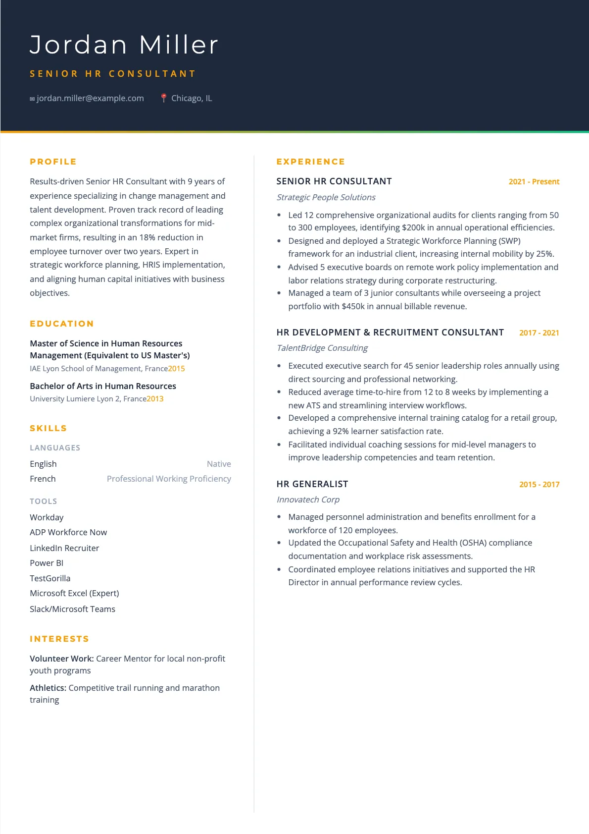 HR Consultant Resume Example and Writing Guide