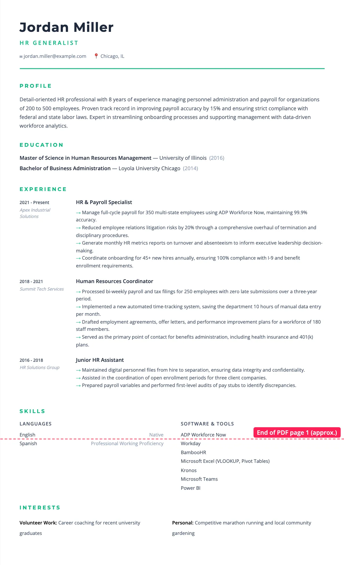 HR Generalist Resume Example and Writing Guide 2026