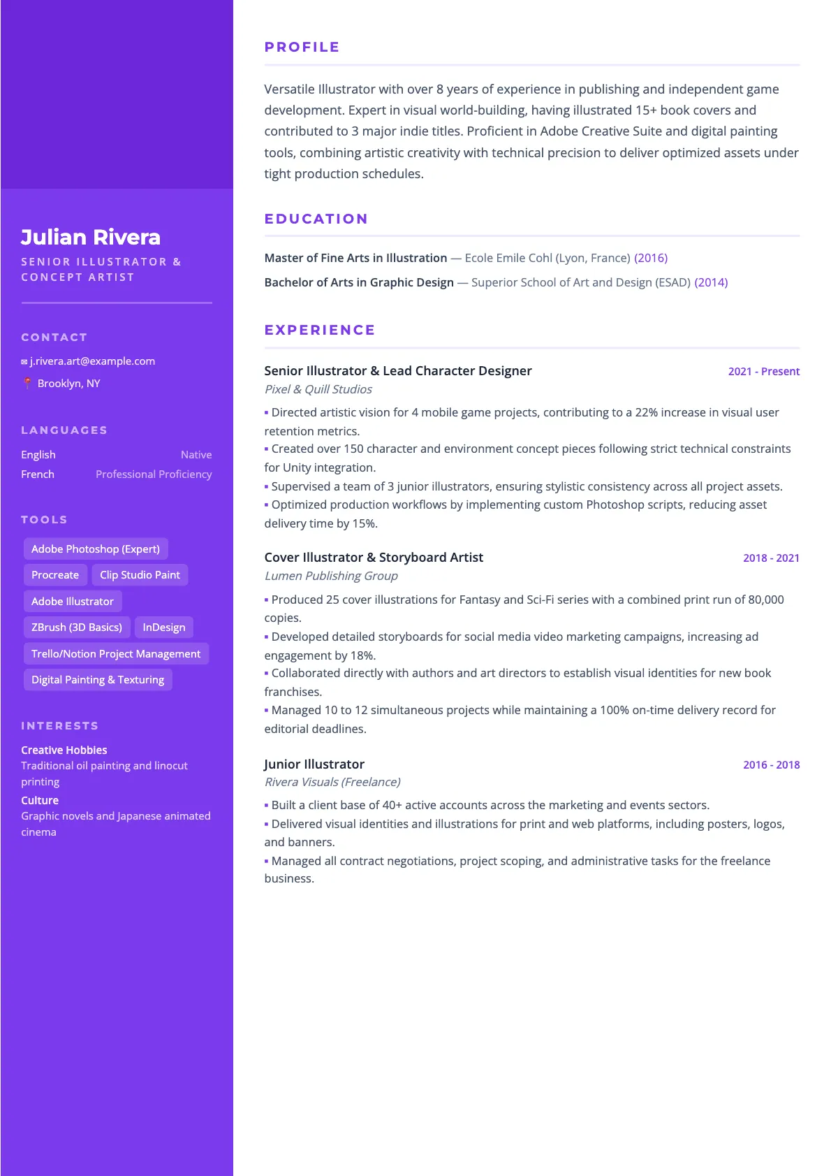 Illustrator Resume Example and Writing Guide for 2026