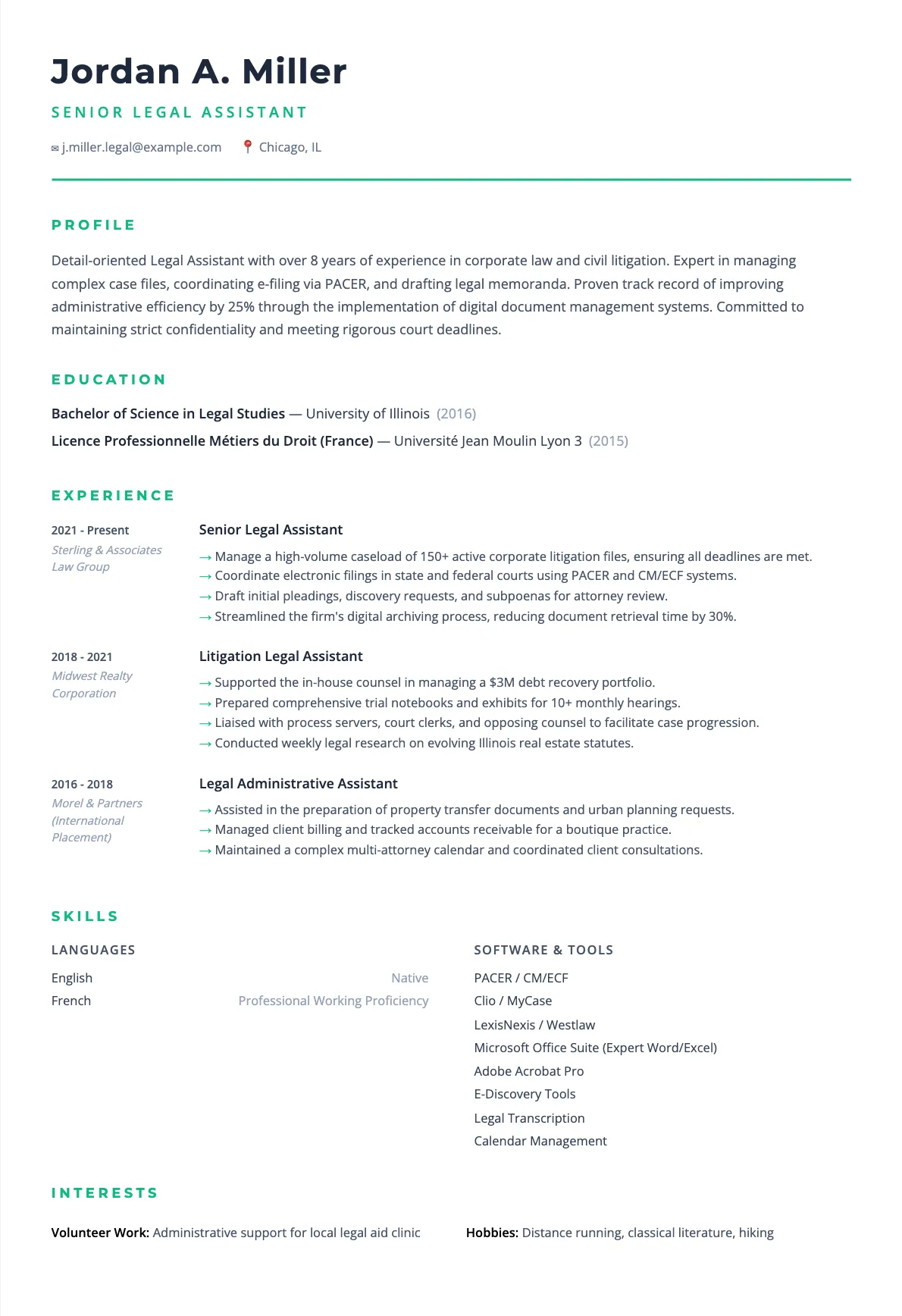 Legal Assistant Resume Example and Writing Guide 2026