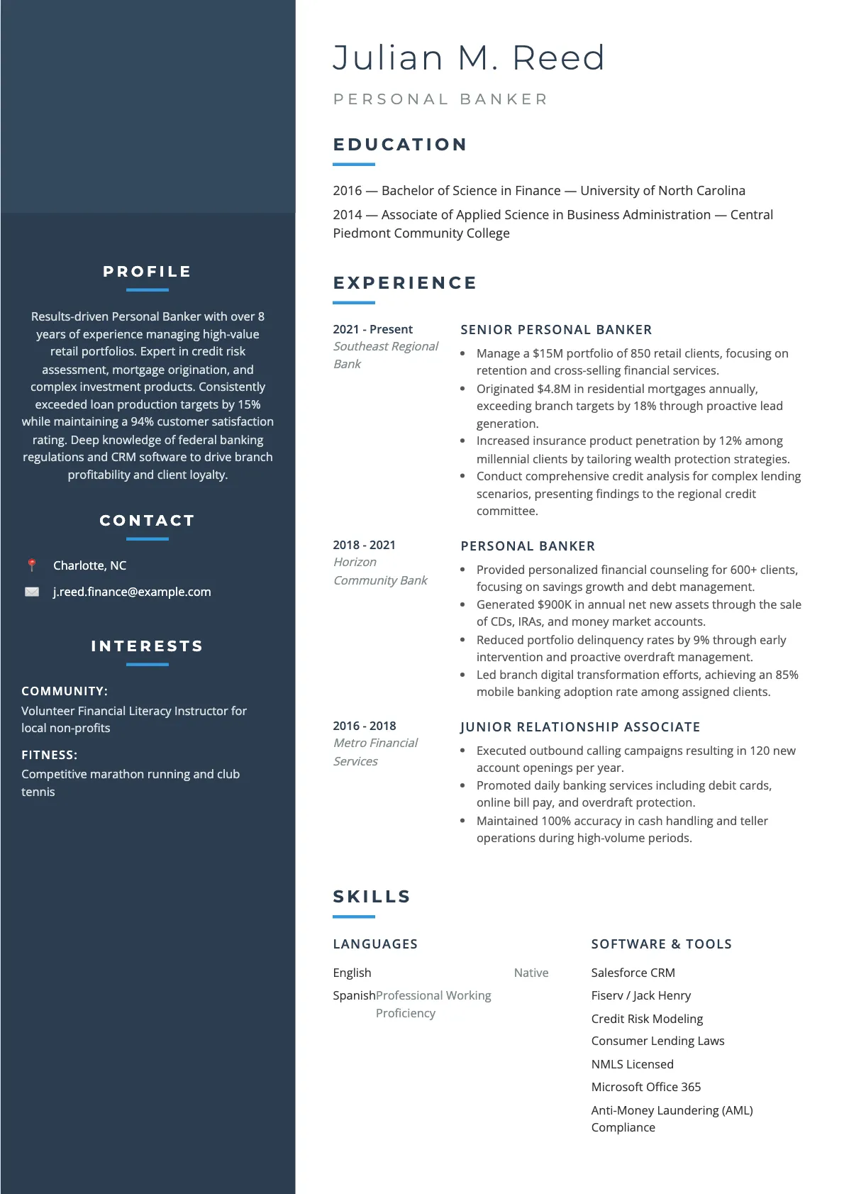 Personal Banker Resume Example and Writing Guide 2026