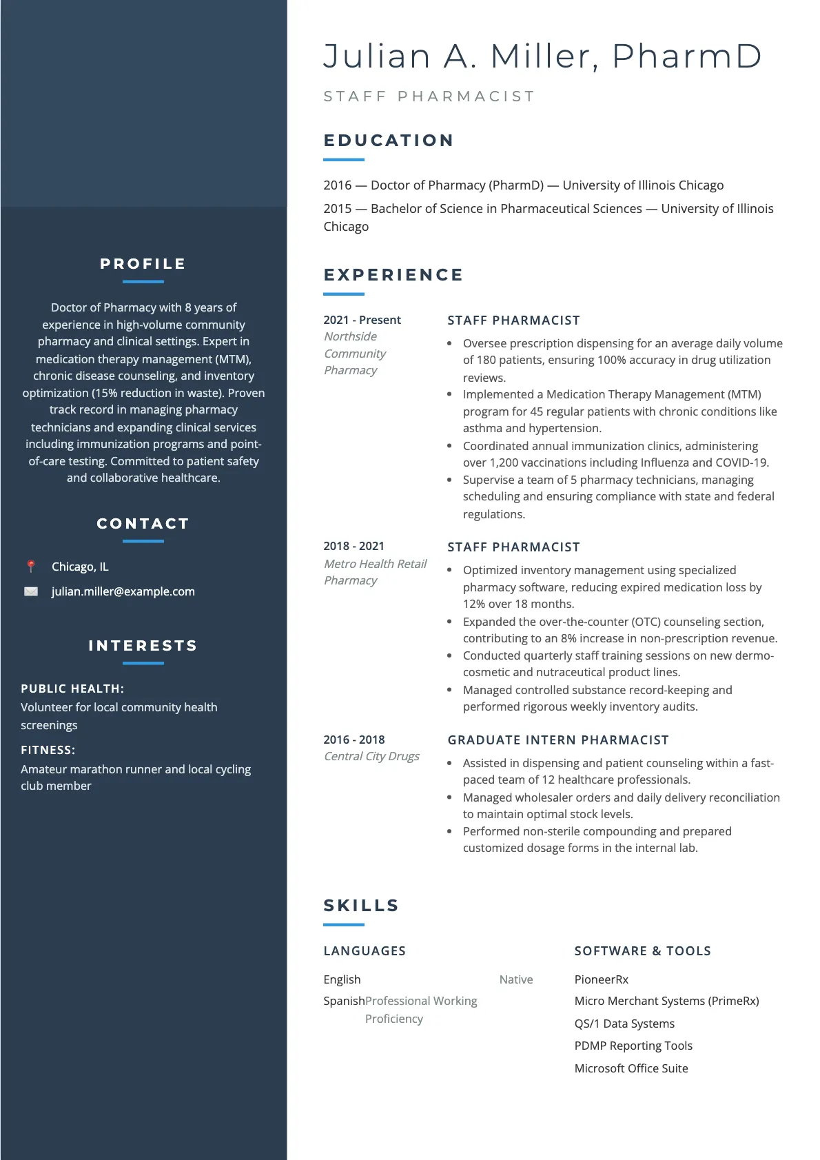 Pharmacist Resume Example and Writing Guide 2026