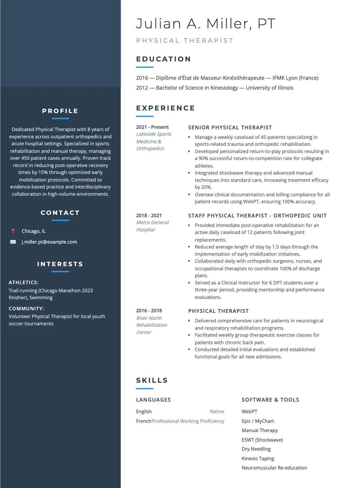 Physical Therapist Resume Example and Writing Guide