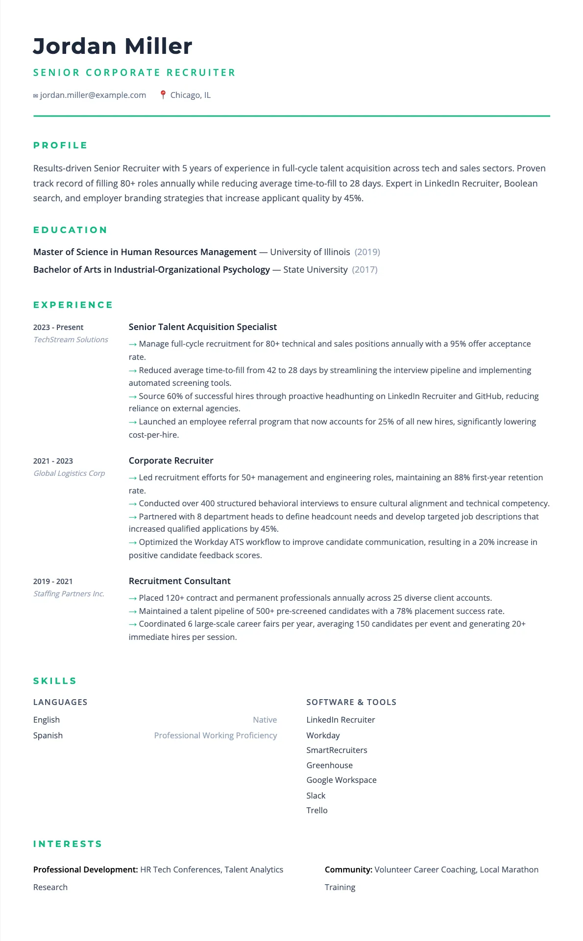 Recruiter Resume Example and Writing Guide 2026