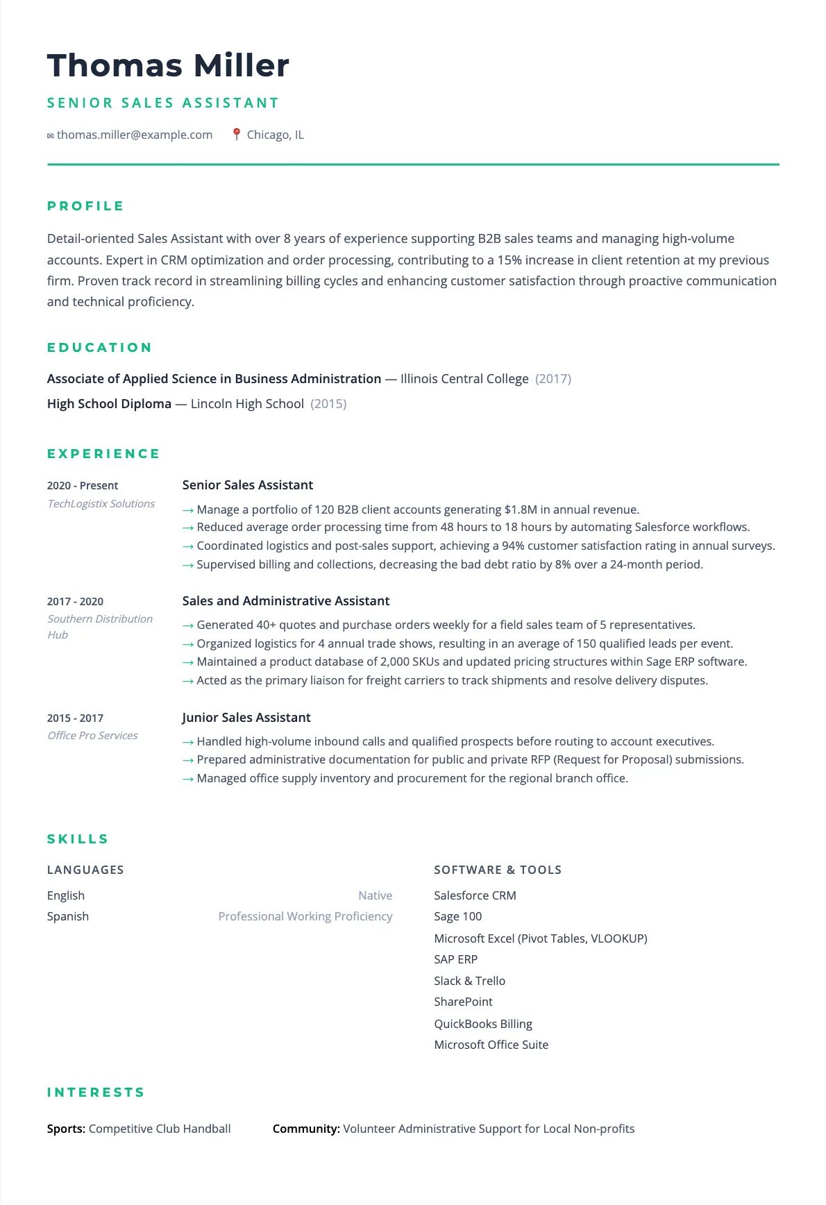 Sales Assistant Resume Example and Writing Guide