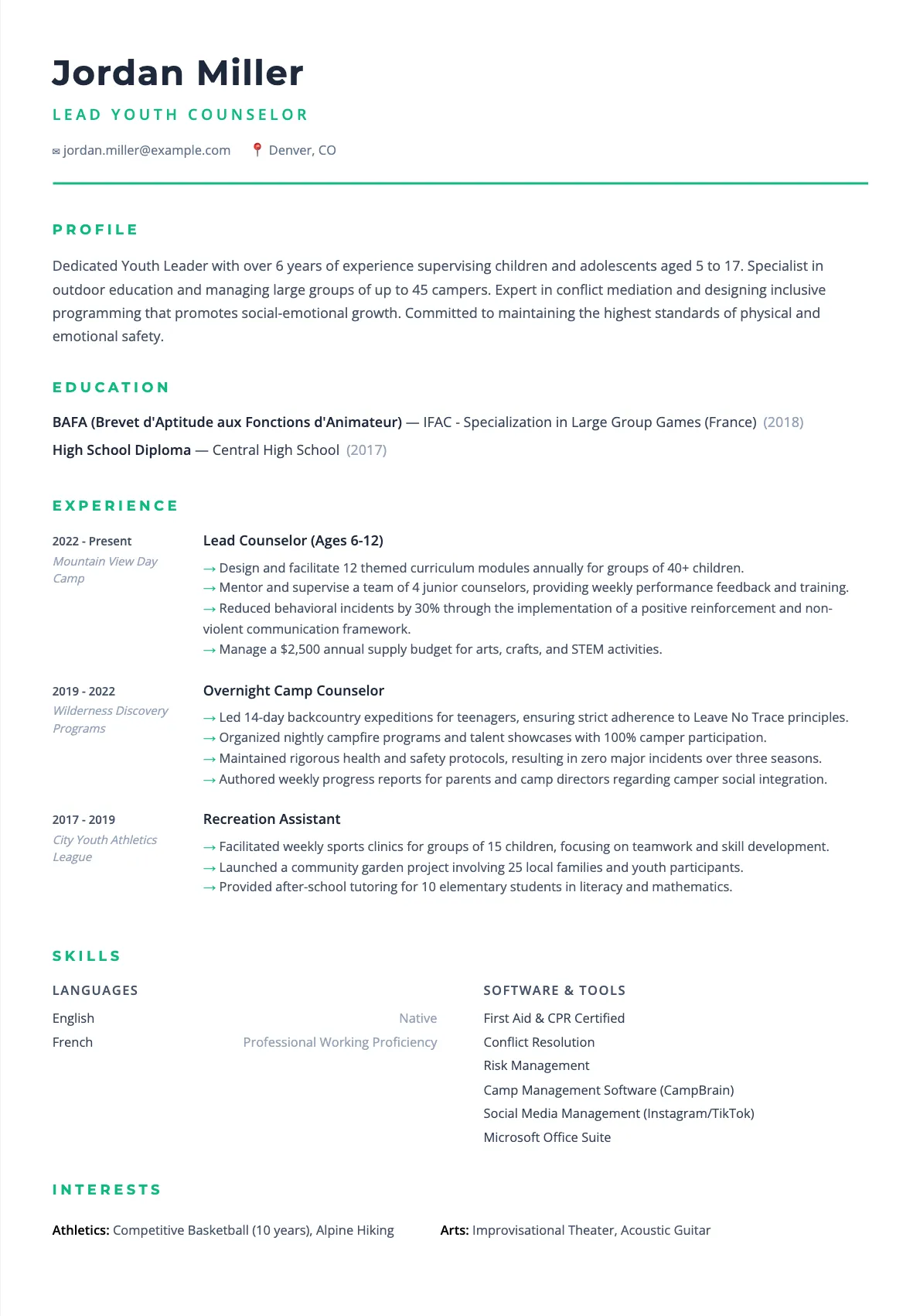 Youth Counselor Resume: Example and Guide for 2026