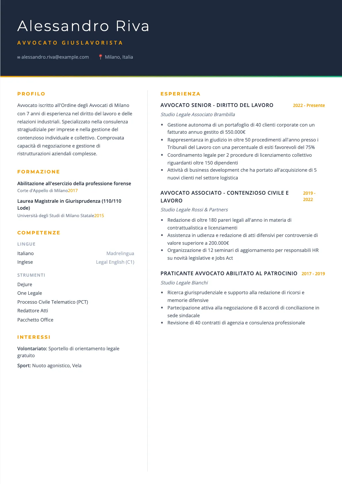 Esempio di CV per Avvocato 2026: Guida Completa