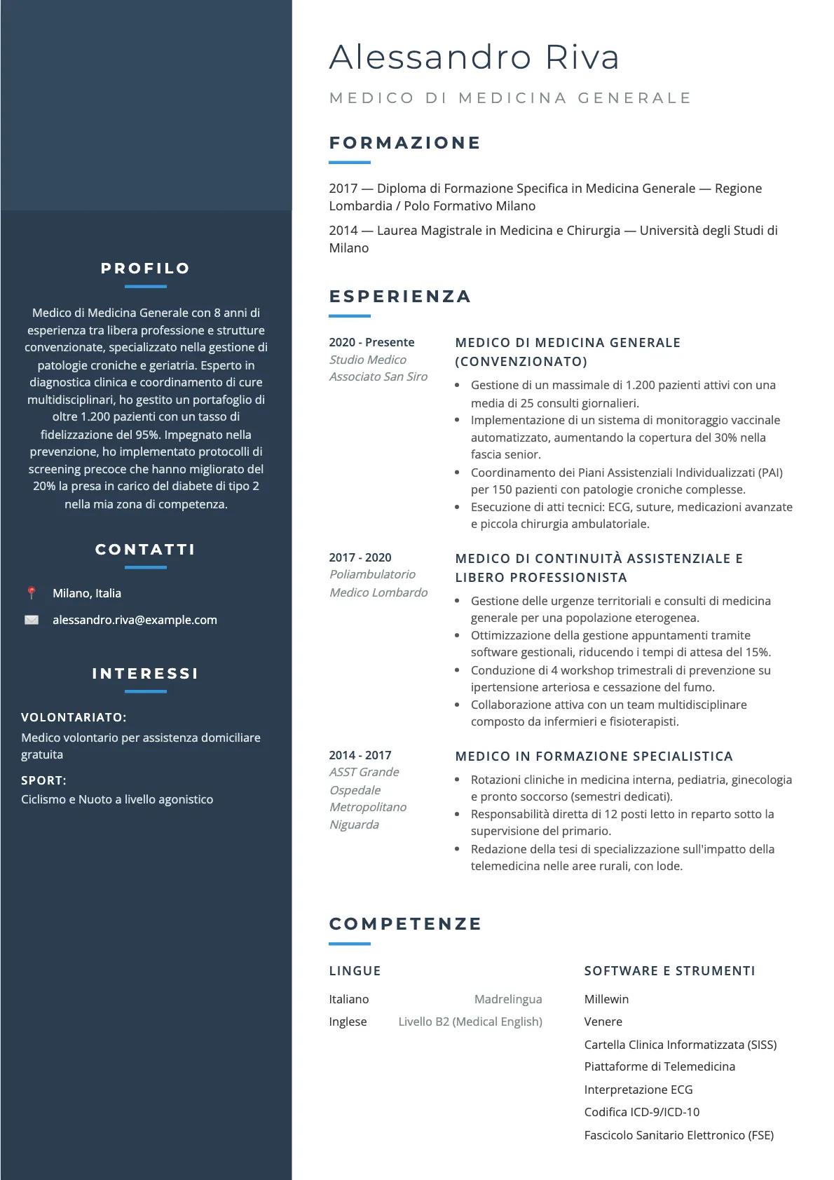 Esempio di CV Medico di Medicina Generale 2026