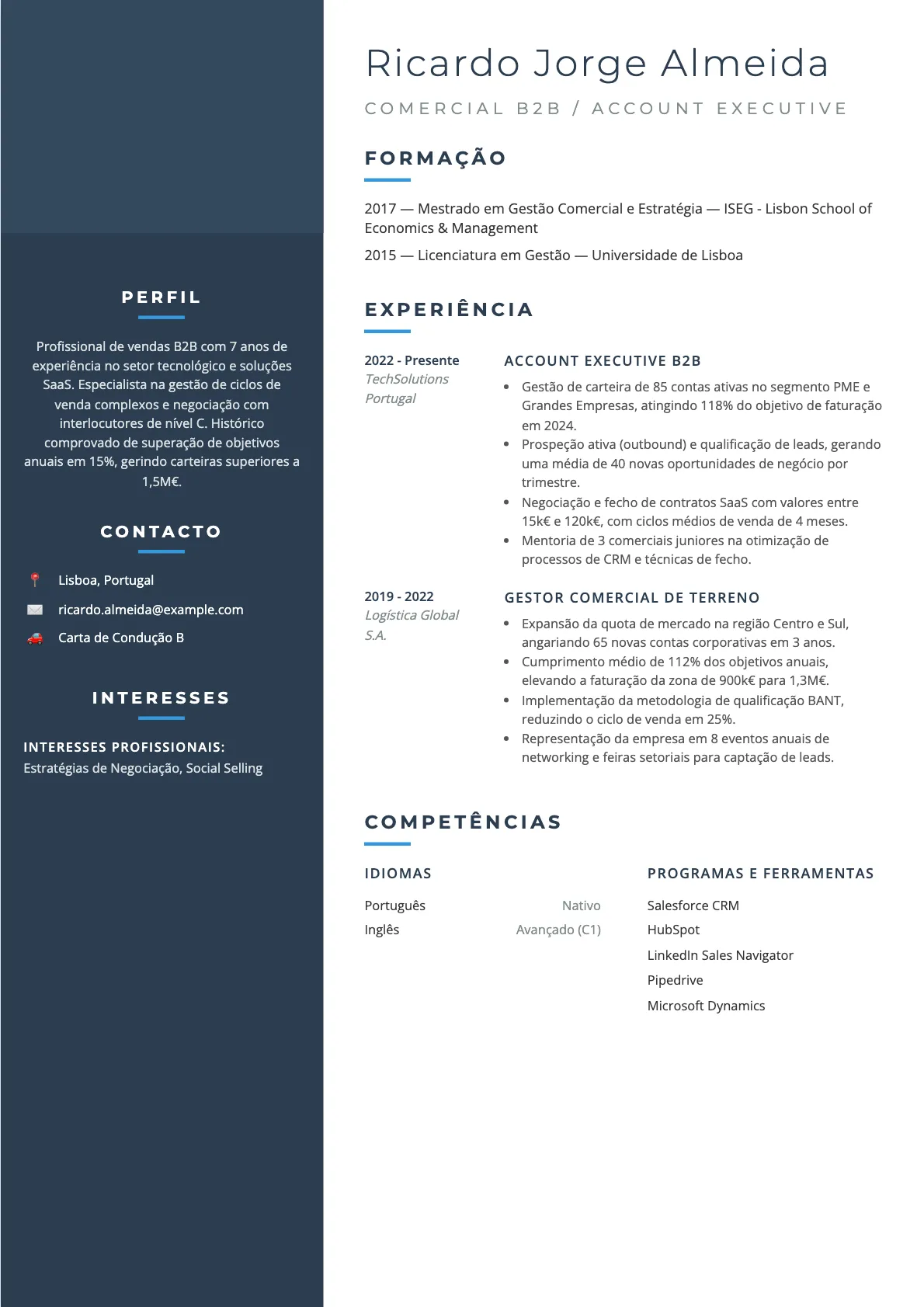 Exemplo de Currículo para Comercial B2B 2026