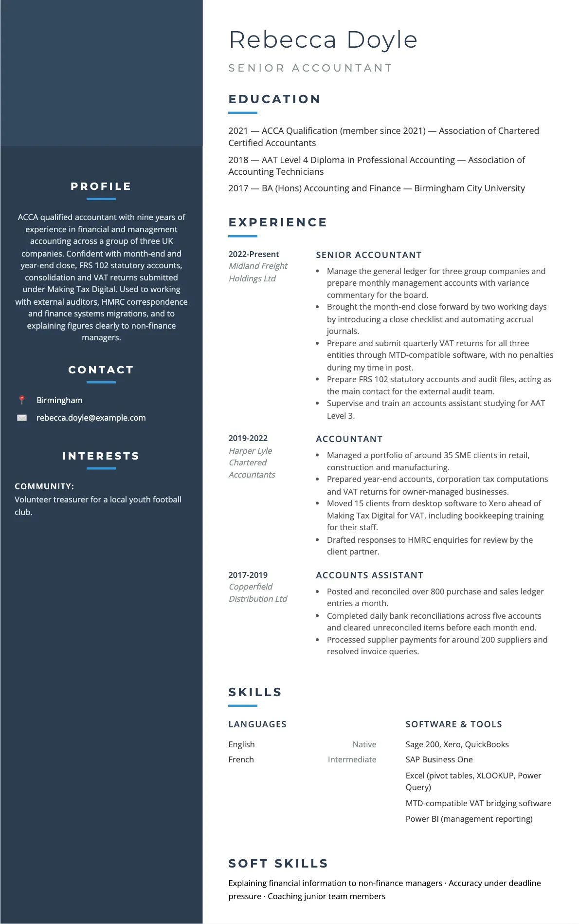 Accountant CV Example and UK Writing Guide | CV Boost